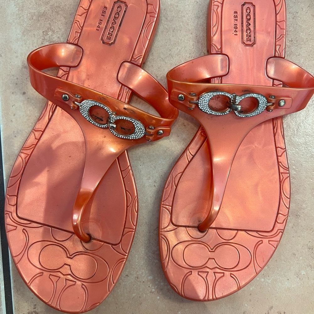 Coach Orange Sandals with Glossy Finish